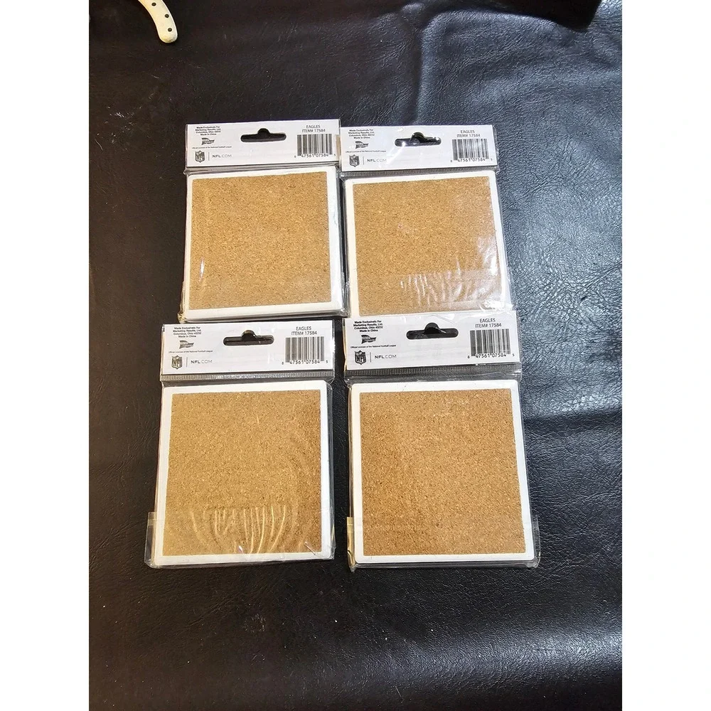 New Set Of 4 NFL Philadelphia‎ Eagles Ceramic Drink Coasters FL